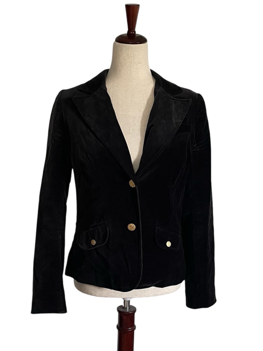 Old Navy Women’s Vintage Velvet Two-Button Blazer, Black Size Small